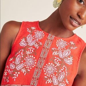 Anthropologie Aiko Embroidered Red Shift Dress – 6